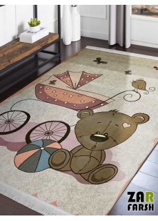 فرش طرح خرس قهوه ای کودک